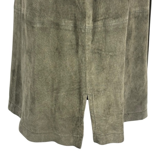 VINTAGE JONES NEW YORK GREEN SUEDE LEATHER ZIP UP COLLARED SHIRT JACKET SHACKET - Picture 12 of 15